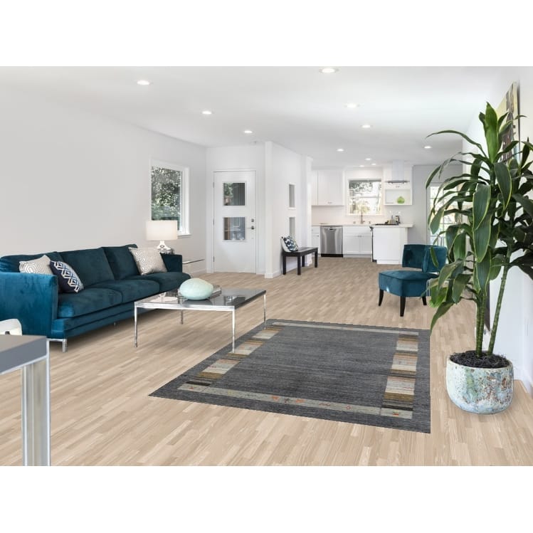 Hand Knotted Oriental 100% Wool Carpet Tribal Tribal Greys & Charcoal Gabbeh Area Rug - 6' 9'' X 4' 8''