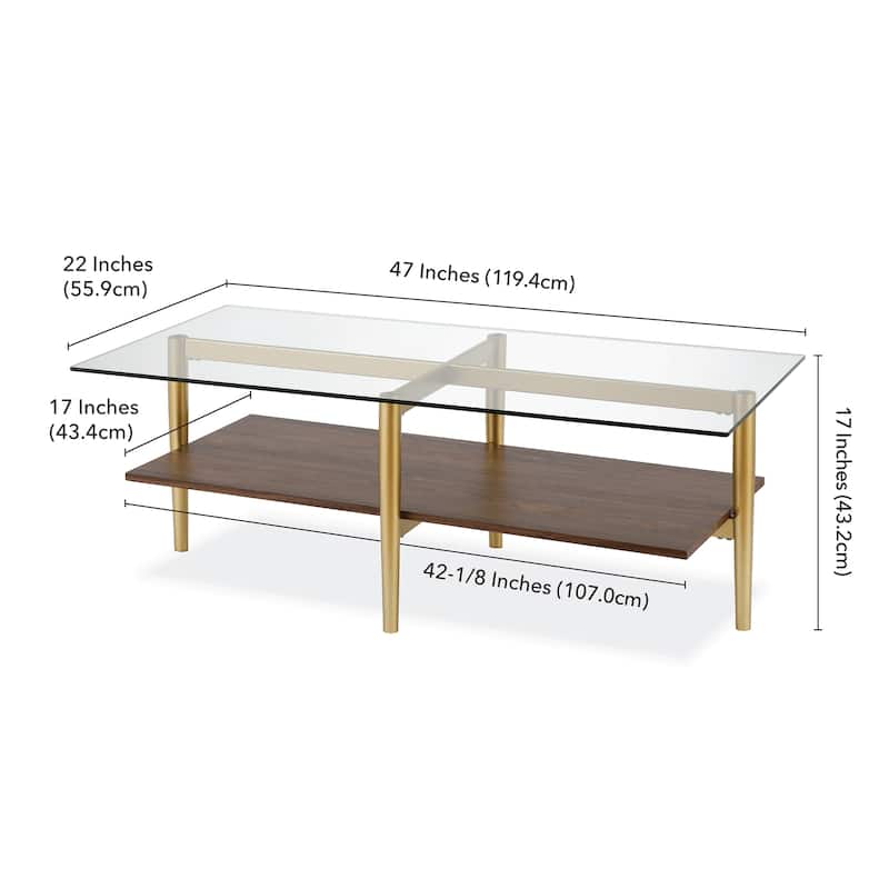 Otto 47" Wide Rectangular Coffee Table with MDF Shelf - 47" Wide