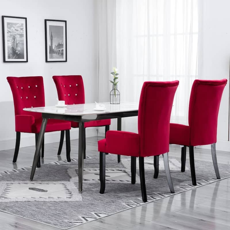 vidaXL Dining Chairs High Back Kitchen Side Chair for Home Dining Room Velvet - 21.3" x 22" x 41.7"