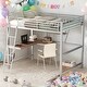 preview thumbnail 1 of 10, Industrial Modern Full Size Loft Metal & MDF Bed with Built-in Desk and Shelf, Sturdy Construction & Safety Guaranteed, Silver Silver