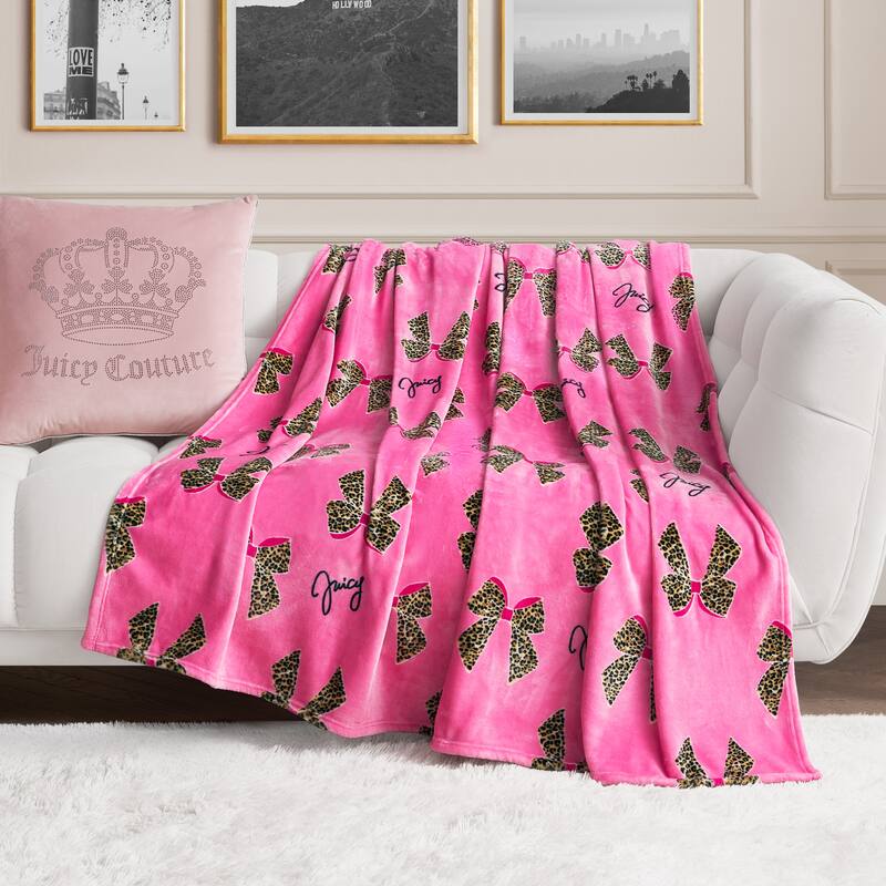 Juicy Couture 60"x70" Plush Throw Blankets - 60" x 70" - Hot Pink