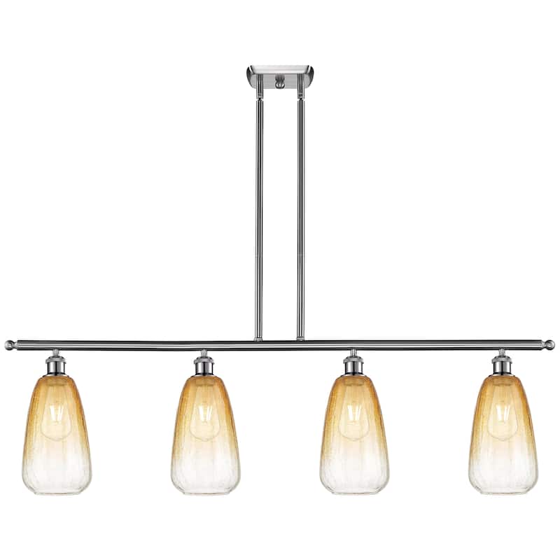 Innovations Lighting Endless Possibilities Ballston - Brookhaven Almond - 4 Light 48" Stem Hung Island Light - Brushed Satin Nickel/Amber