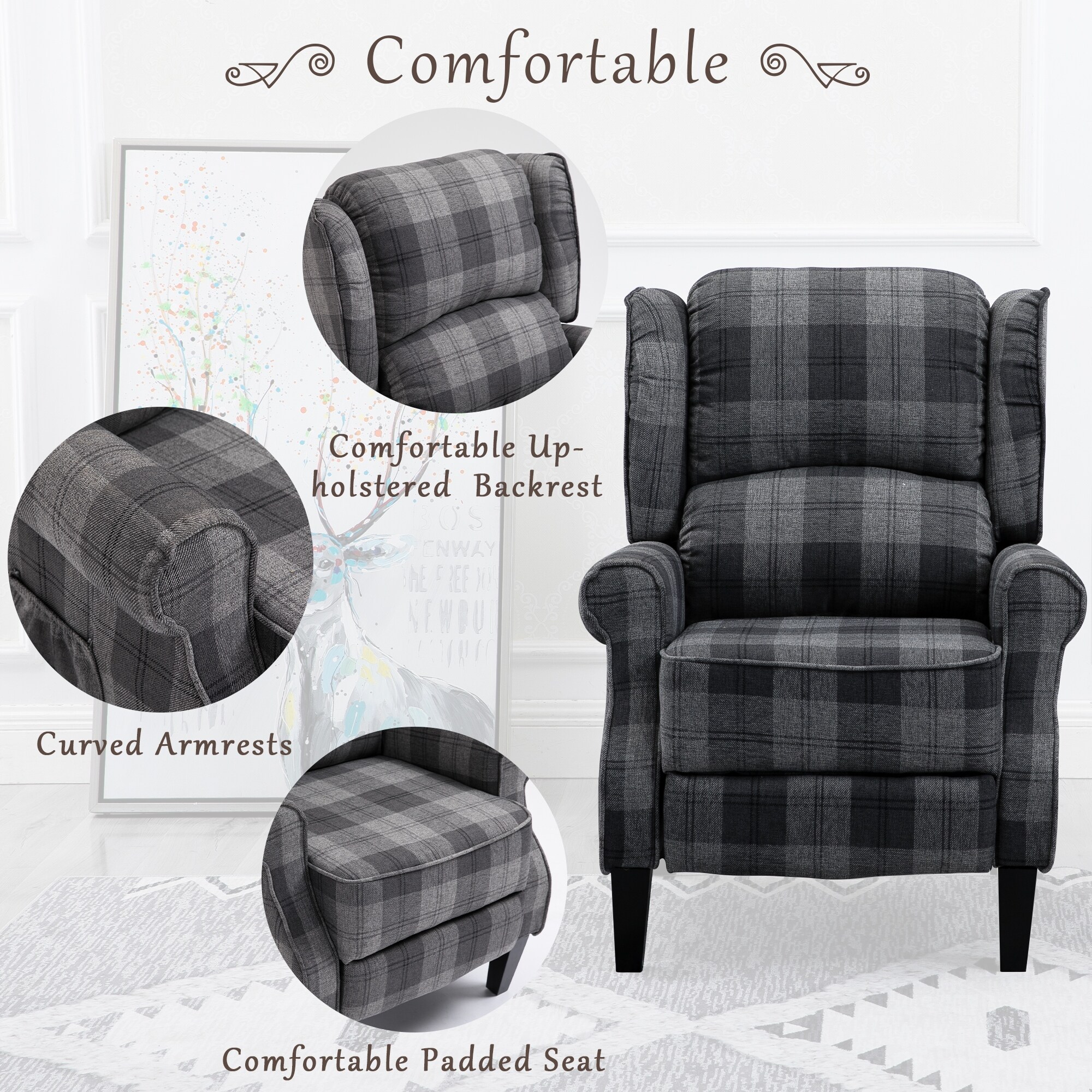 Grey shop check armchair