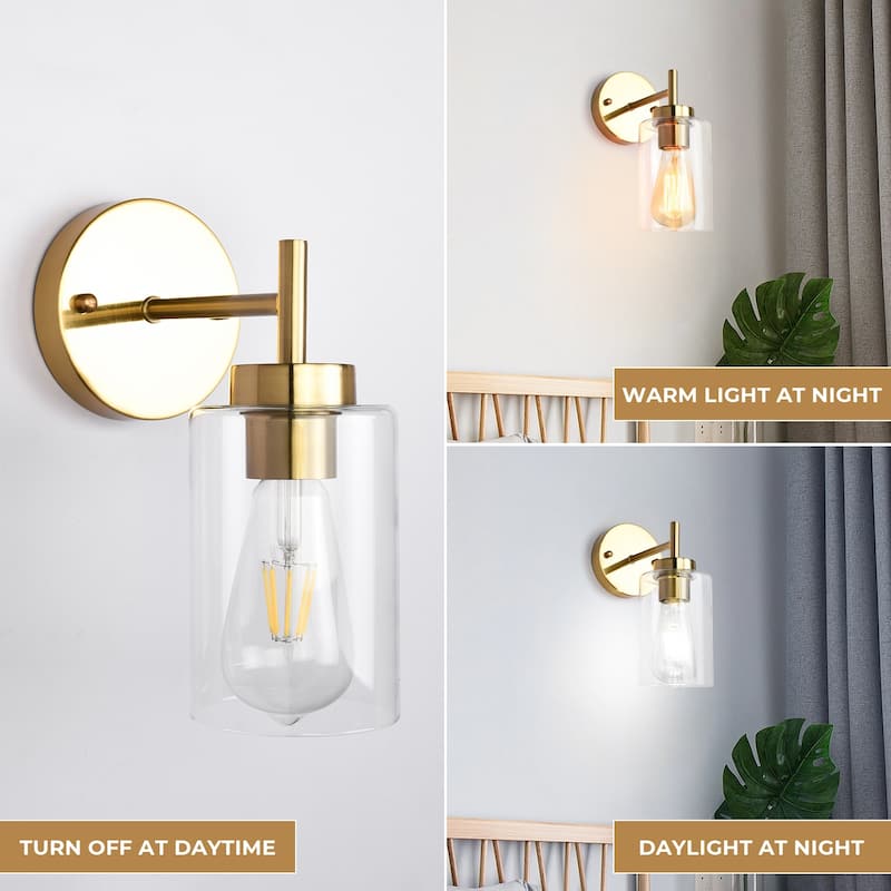 1-Light Modern Bathroom Vanity Light with Clear Glass Shades, Classic Wall Sconces for Dining Room Living Room