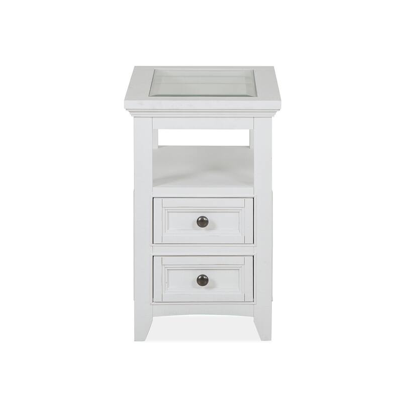 Magnussen Home Heron Cove Chalk White Chairside End Table - 15''W x 24''D x 24''H
