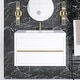 preview thumbnail 66 of 191, Wood Wall-Mounted Bathroom Vanity with Sink and Soft Close Drawers 36" x 20" - Glossy - Glossy White
