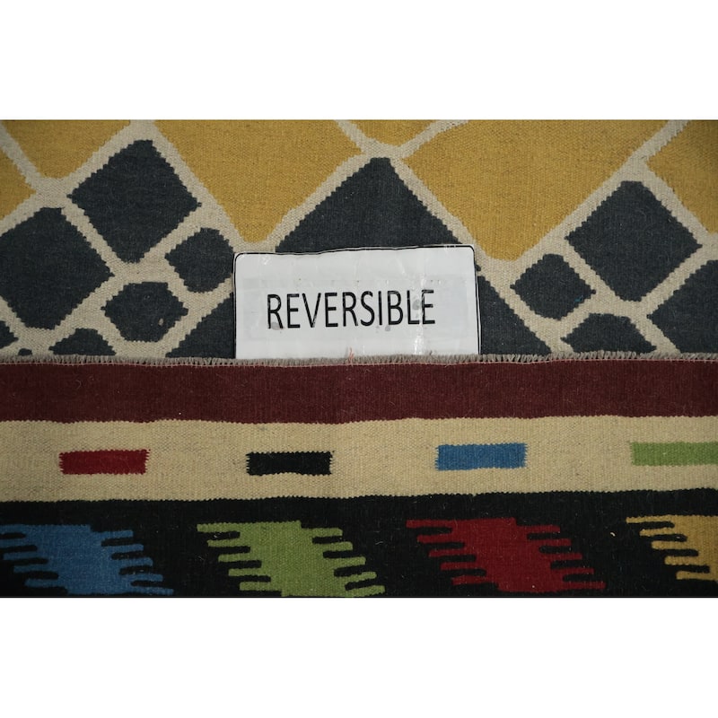 Hand Woven Oriental 100% Wool Carpet Southwestern Modern Multi-Colored Kilim Area Rug - 10' 3'' X 8' 5''