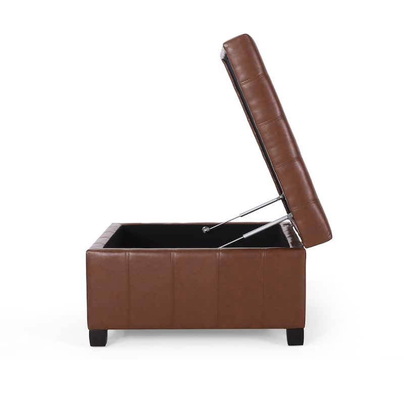 Lismore Faux Leather Storage Ottoman by Christopher Knight Home