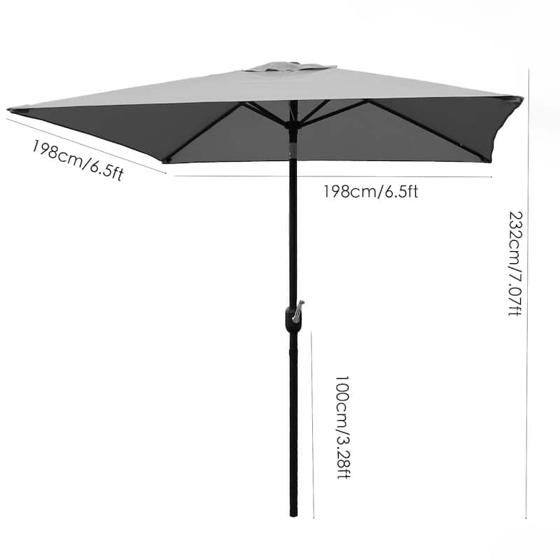 Davee Furniture 6.5' Square Patio Umbrella Outdoor Table Market Umbrella with Tilt/Crank, 4 Ribs (Red)