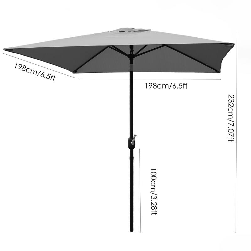 Davee 6.5 Ft Square Red Patio Umbrella and Market Umbrella with Tilt and Crank