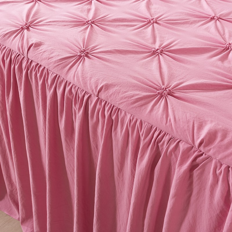 4/5 PCS Shabby Chic Farmhouse Style Ruffle Skirt Bedspread