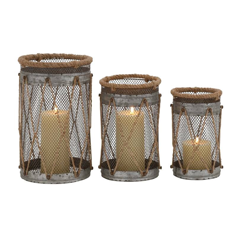 Silver Metal Decorative Indoor Outdoor Candle Lantern (Set of 3)