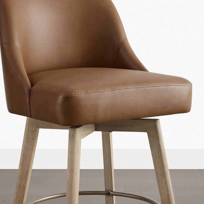 Spruce & Spring Modern Upholstered 360-degree Swivel Bar Stool for Kitchen and Home Bar