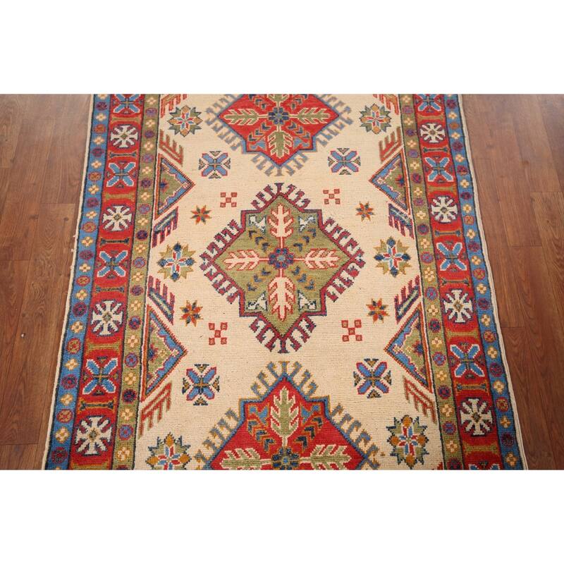Handmade Kazak Oriental Accent Rug Handmade Wool Carpet - 3'2" x 5'1"