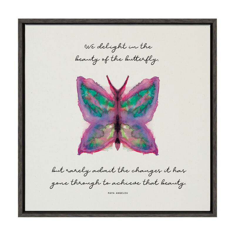 Kate and Laurel Sylvie Growth Framed Canvas by Mentoring Positives - 22x22 - Plastic - Grey