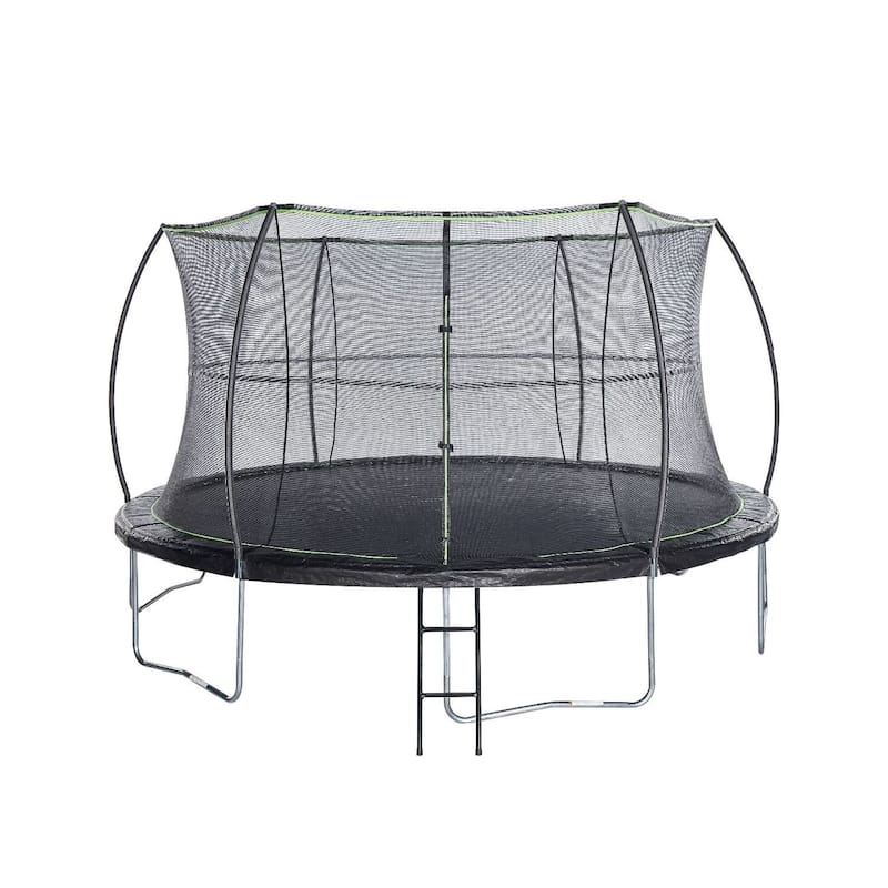 Round Trampoline with Enclosure & Ladder - Heavy-Duty Outdoor Bouncer with High-Rebound Springs - 30.7
