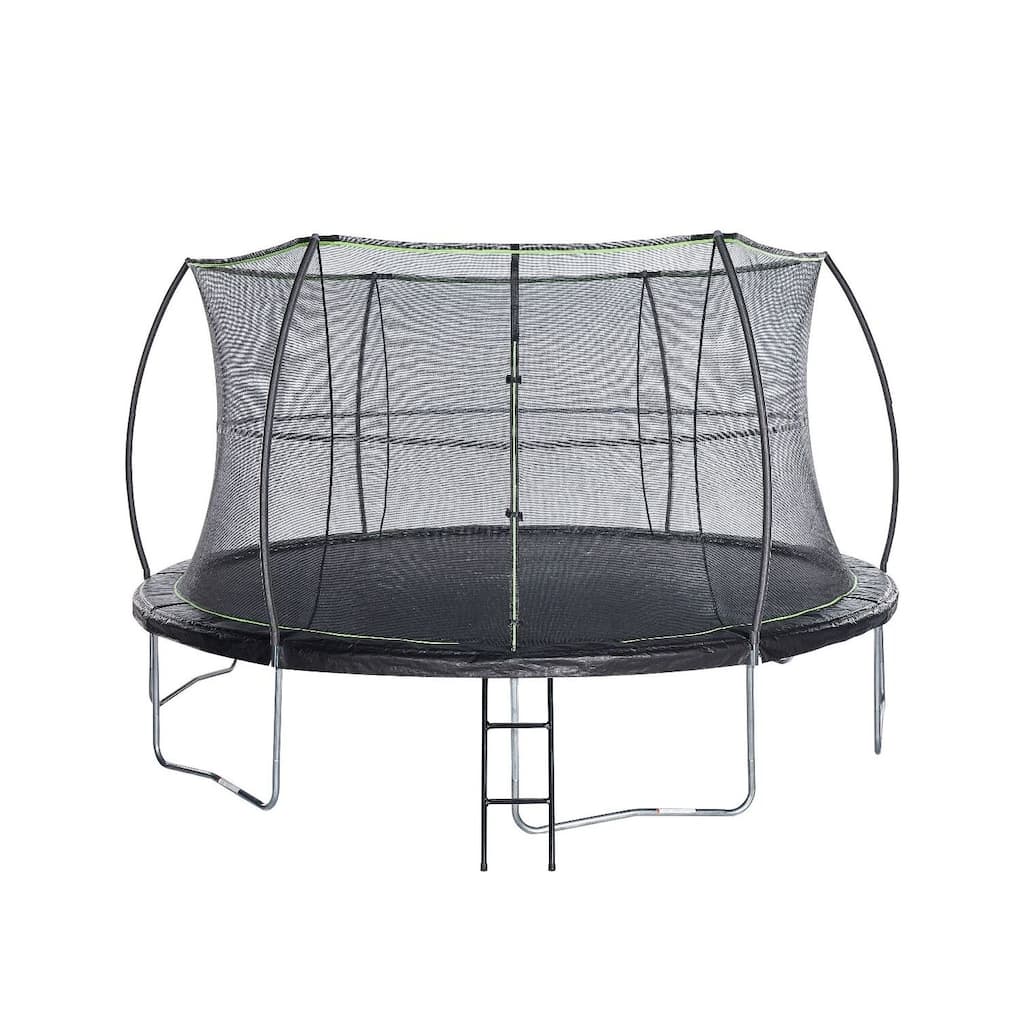 Round Trampoline with Enclosure & Ladder - Outdoor Bouncer with Strong Frame, High-Tension Springs & Access Kit - 30