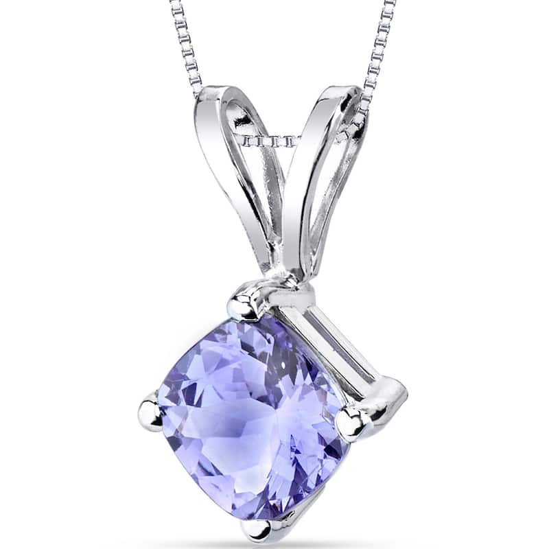 14k White Gold 1 ct Tanzanite Pendant Necklace