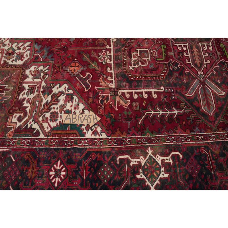 Hand Knotted Oriental 100% Wool Carpet Traditional Medallion Red Heriz Area Rug - 12' 10'' X 9' 11''
