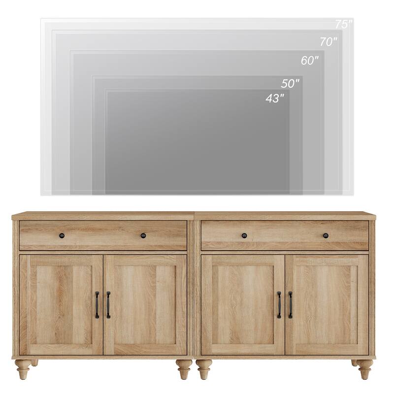 Farmhouse TV Stand for 75 inch TV, TV Console with Storage