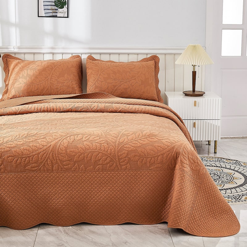 MarCielo 3 Piece Cotton Oversized Bedspread Quilt Set Tmonica