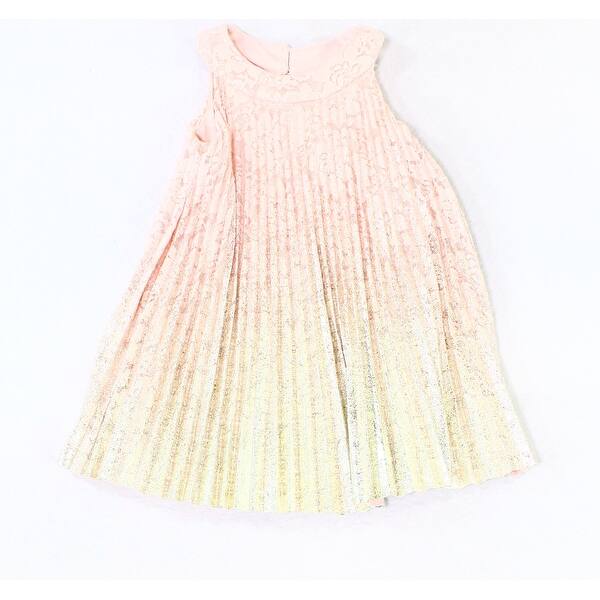 Shop Rare Editions Girls Dress Pink Size 4 Pleated High Neck Lace