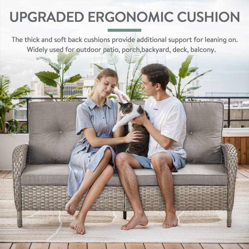 Pocassy Patio Outdoor Sofa Swivel Chairs with Ottman Table Set