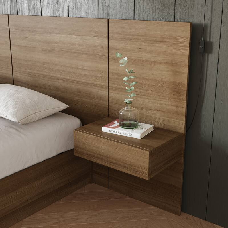 Milano Floating Nightstand Extension Panel - Brown Oak