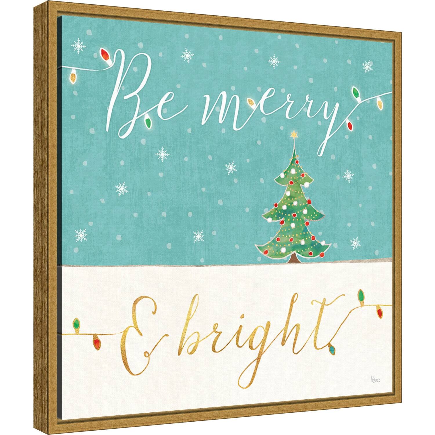 Be Merry and Bright Christmas Tree, Veronique Charron Framed Canvas