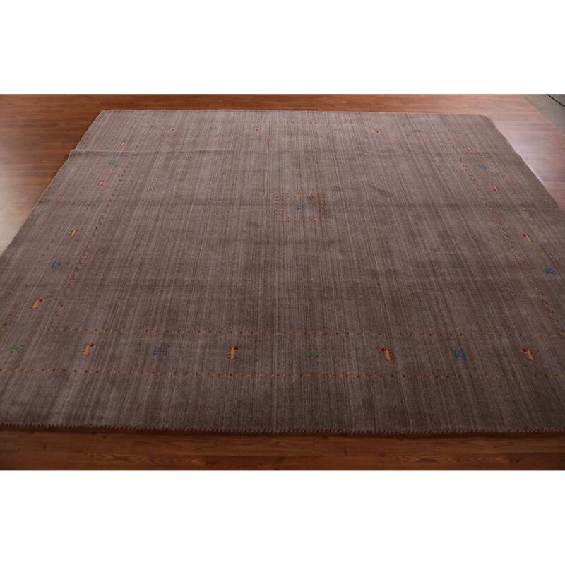 Hand Knotted Oriental 100% Wool Carpet Tribal Animal Pictorial Brown Gabbeh Area Rug - 9' 9'' X 8' 0''