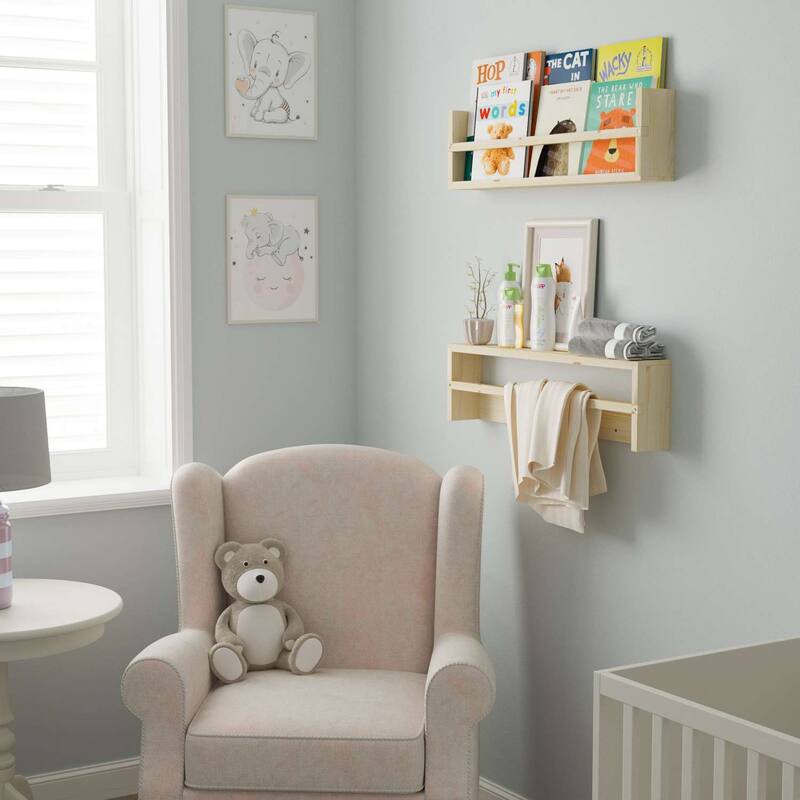 Wallniture Polynez Wooden Floating Shelves, Versatile Wall Mounted Decorative Storage for Living Room, Bedroom, and Office, 2pcs