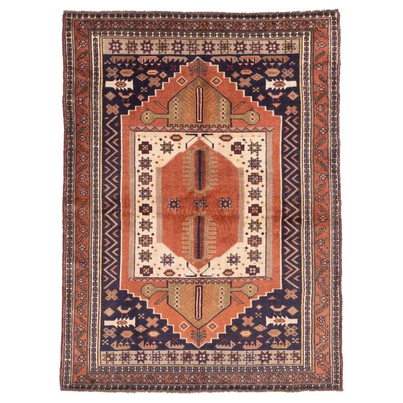 ECARPETGALLERY Hand-knotted Melis Vintage Copper Wool Rug - 4'2 x 5'8