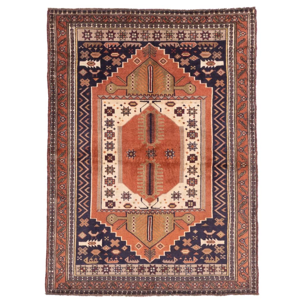 ECARPETGALLERY Hand-knotted Melis Vintage Copper Wool Rug - 4'2 x 5'8