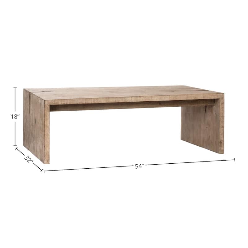 Evie Reclaimed Pine Waterfall Coffee Table, Espresso
