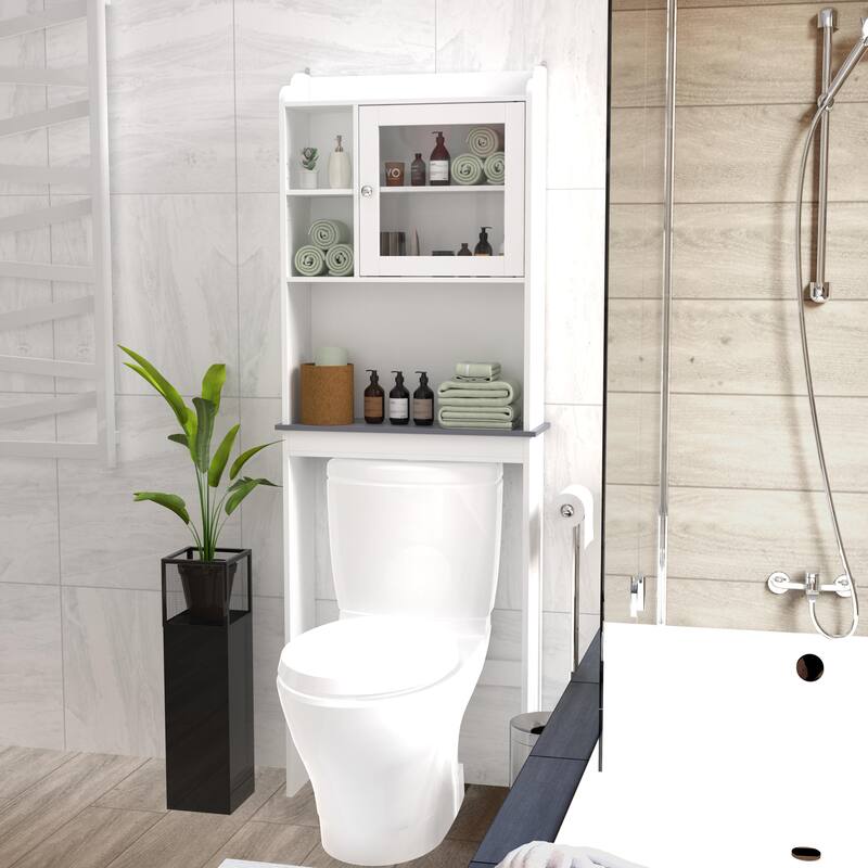 Modern Over The Toilet Space Saver Organization Wood Storage Cabinet For Home