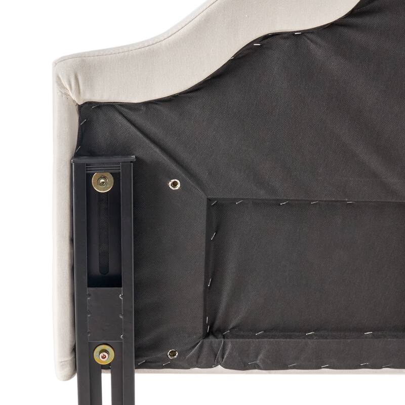 Tufted Upholstered Headboard Queen Size, Solid Wood Head Board with Durable Metal Legs