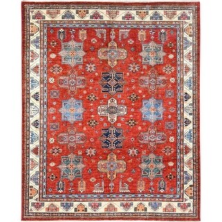 Shahbanu Rugs Valiant Poppy Red Soft Wool Hand Knotted Afghan Super ...