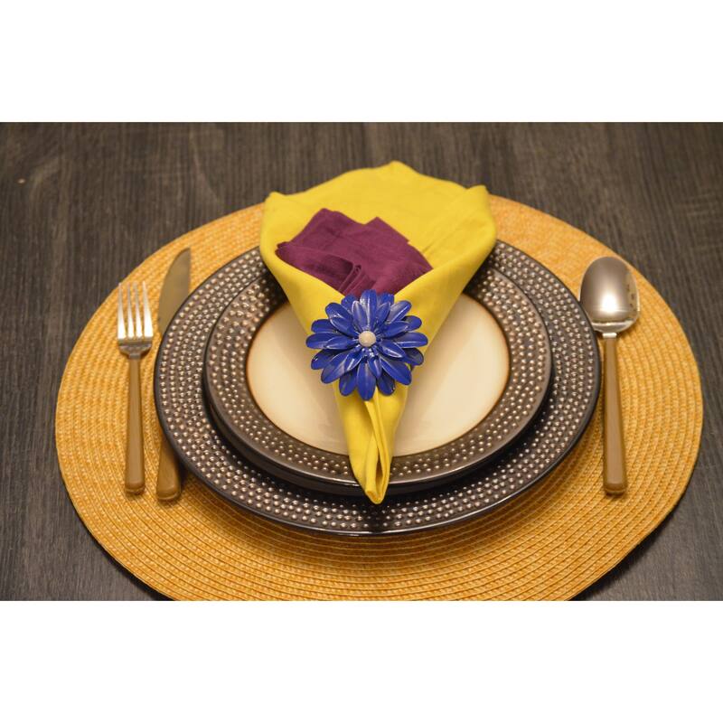 VIBHSA Flower Napkin Rings Set of 8 (Blue Pearl)