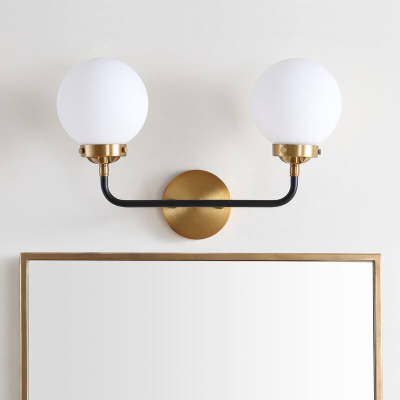 Bevin Contemporary Transitional Iron/Glass LED Vanity Light, by JONATHAN Y