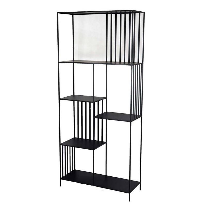 Tandum Plant Display Stand, Black Metal 6 Shelves, Modern 71 Inch