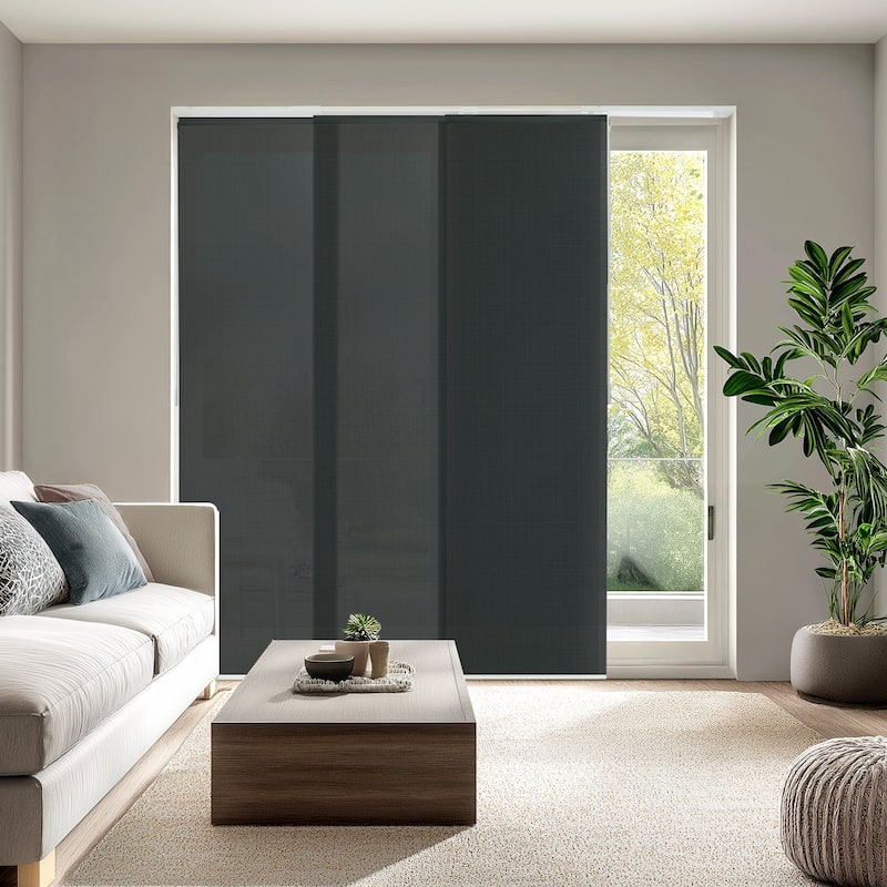 CHICOLOGY Adjustable Sliding Panels, 4-Rail Track, Light Filtering - Up to 86"W X 96"H - Ballroom Grey
