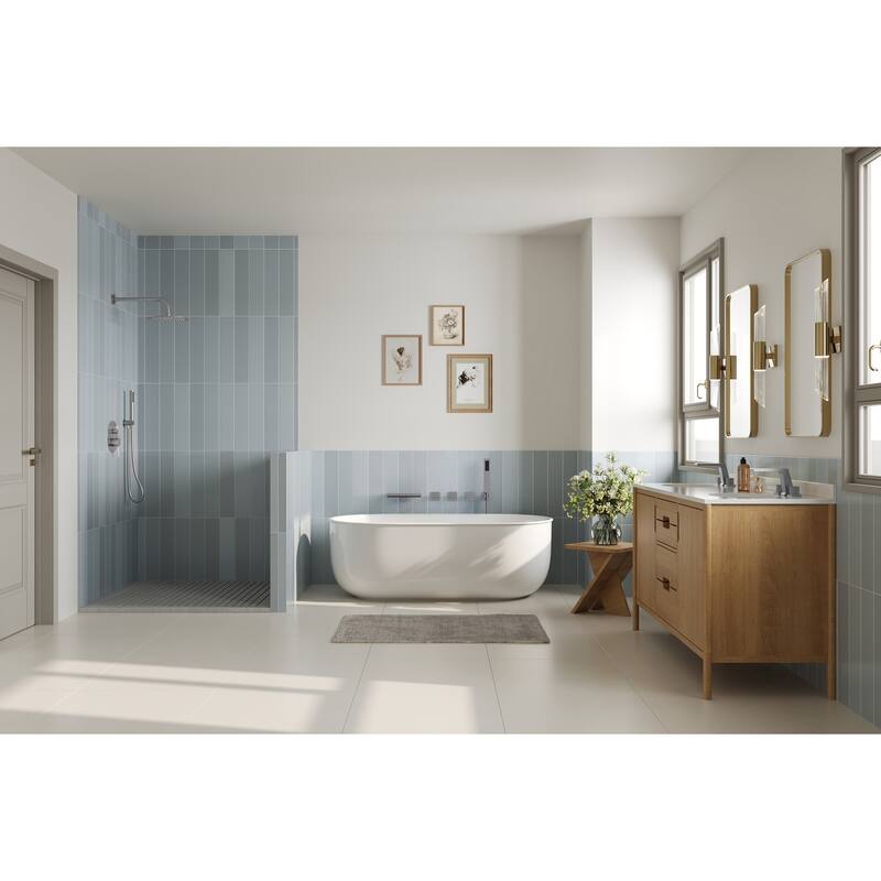 GRANDJOY Wall Mounted 3-Handle Tub Shower Faucet with Handheld Shower and Waterfall Tub Spout
