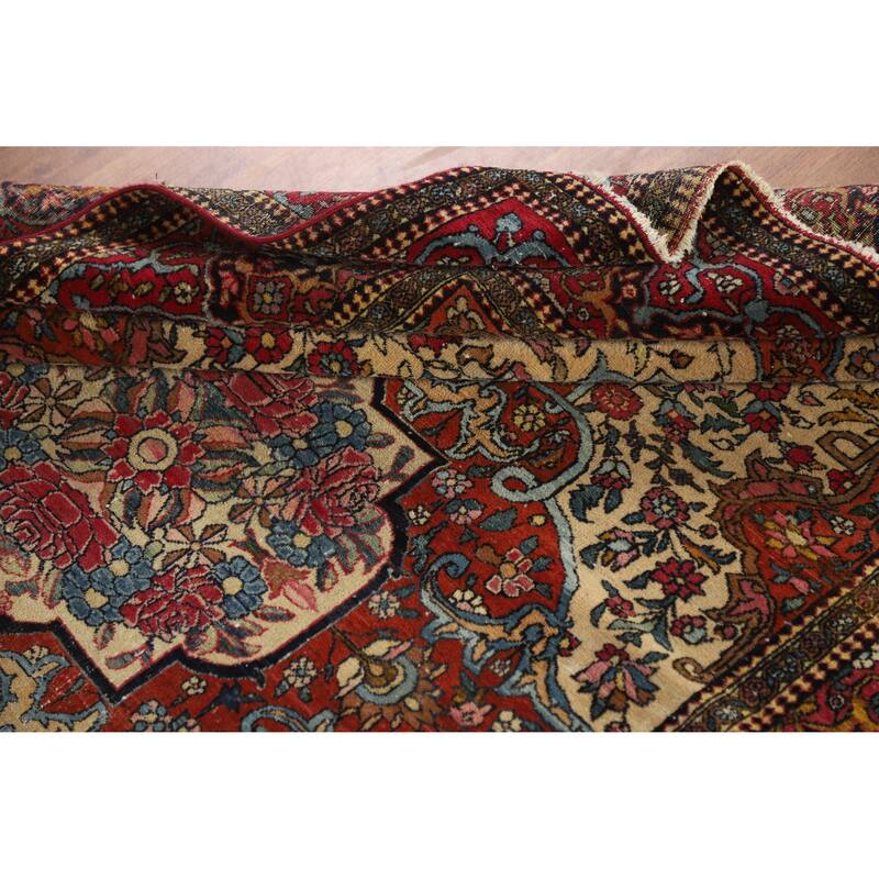 Hand Knotted Oriental 100% Wool Carpet Traditional Floral Beige & Ivories Isfahan Area Rug - 6' 7'' X 4' 4''