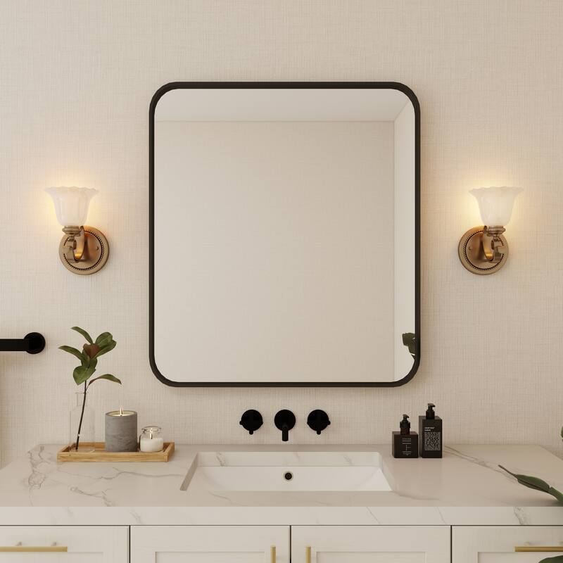 Organnice Rectangular Aluminum Frame Vanity Bathroom Mirror with Clear Glass