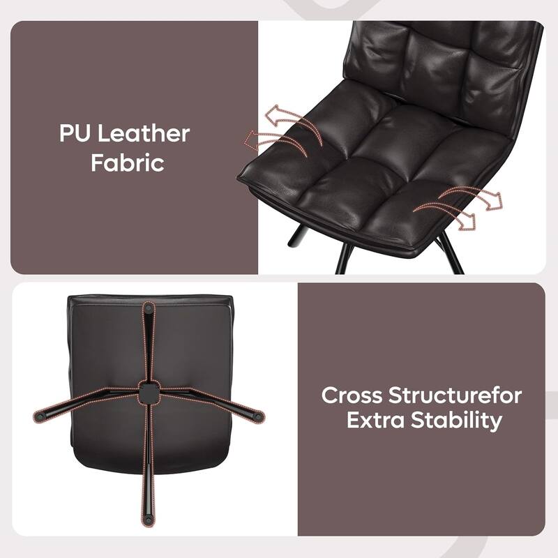 Bestier Office Chairs Set of 2, Dining Chairs with Metal Legs Armless Chair PU Leather Comfortable Upholstered Desk Chairs - N/A