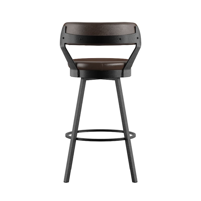 Harley Faux Leather Graphite Grey Metal Swivel Stools (Set of 2) by iNSPIRE Q Modern