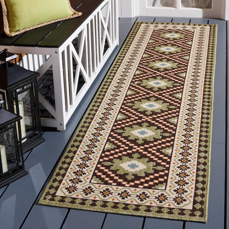SAFAVIEH Veranda Eyvor Indoor/ Outdoor Waterproof Patio Backyard Rug - 2'3" x 8' Runner - Brown/Terracotta
