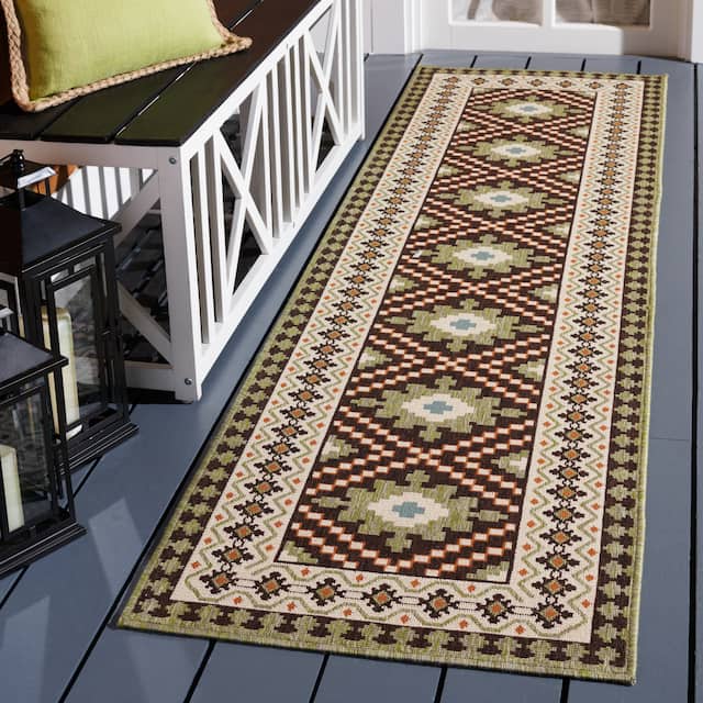 SAFAVIEH Veranda Eyvor Indoor/ Outdoor Waterproof Patio Backyard Rug - 8' Runner - Brown/Terracotta