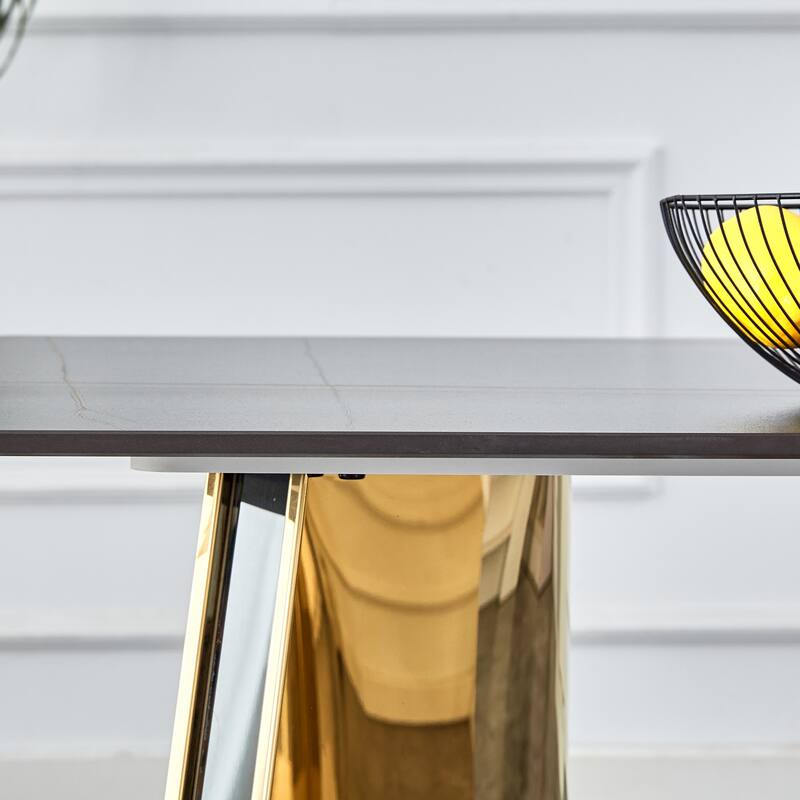 Dining Room Dining Table with Stainless Steel Butterfly Legs Office Table Accent Table Computer Table