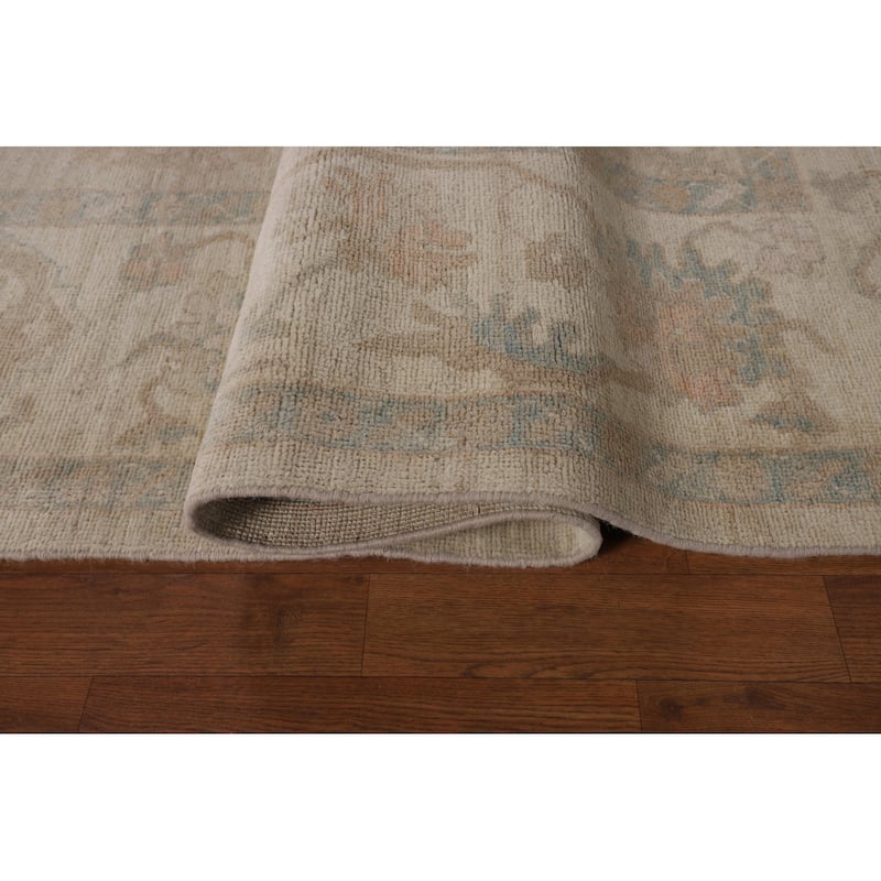 Beige Oushak Turkish Area Rug Handmade Vegetable Dye Wool Carpet - 8'1"x 10'3"